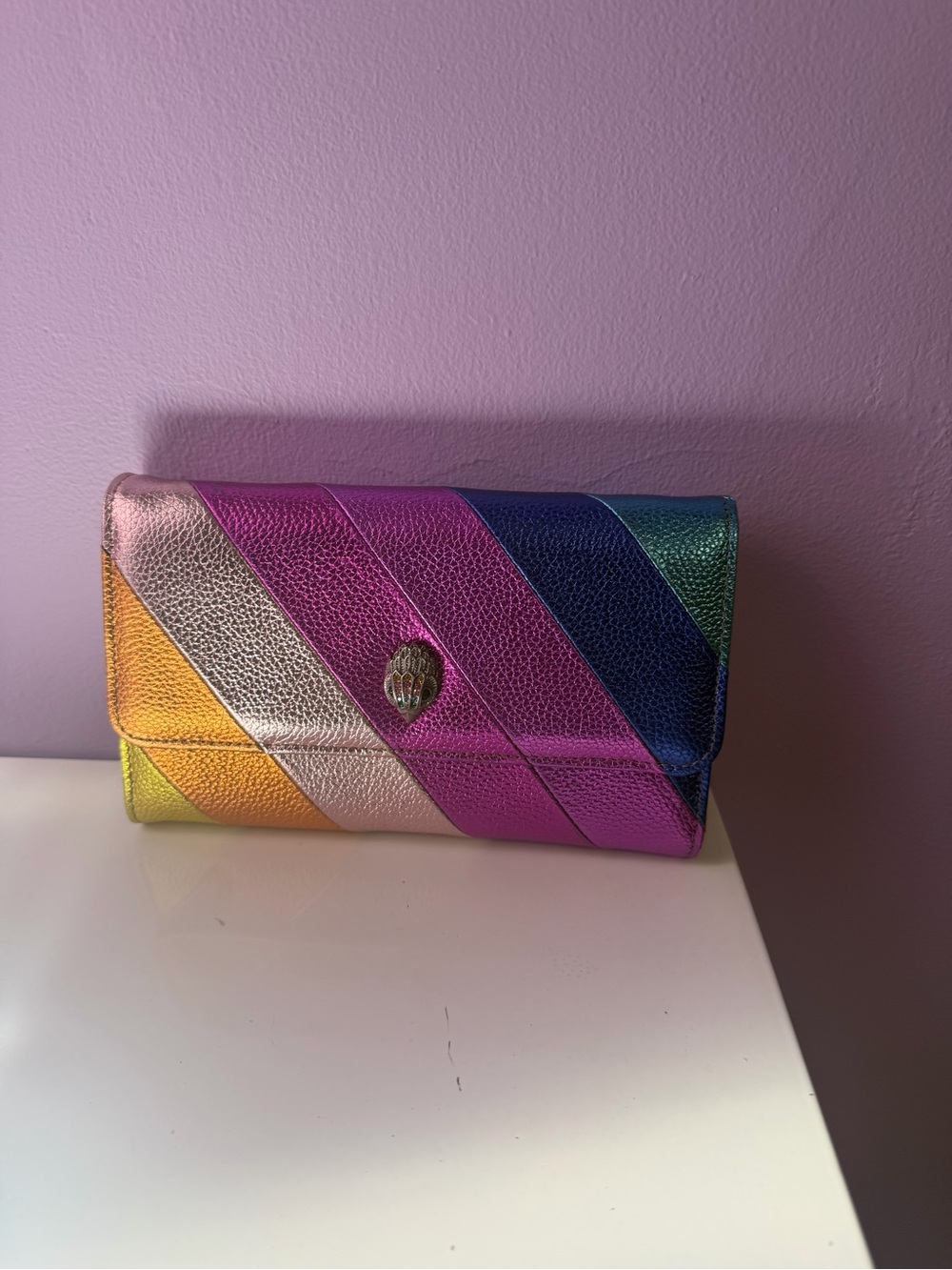 Kurt Geiger Rainbow Metallic Striped Leather Wallet